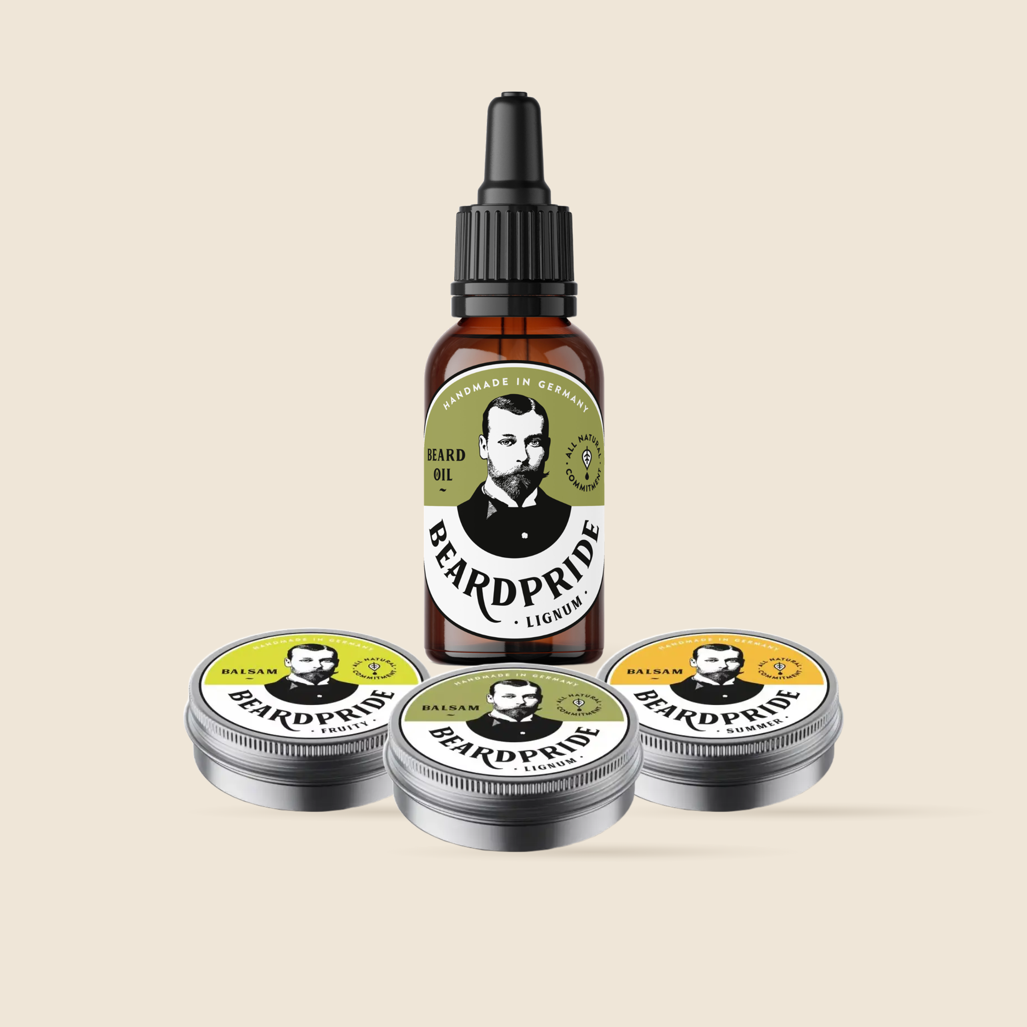 Probierset – Bartöl Lignum & 3x Bartbalsam (Fruity, Lignum, Summer)