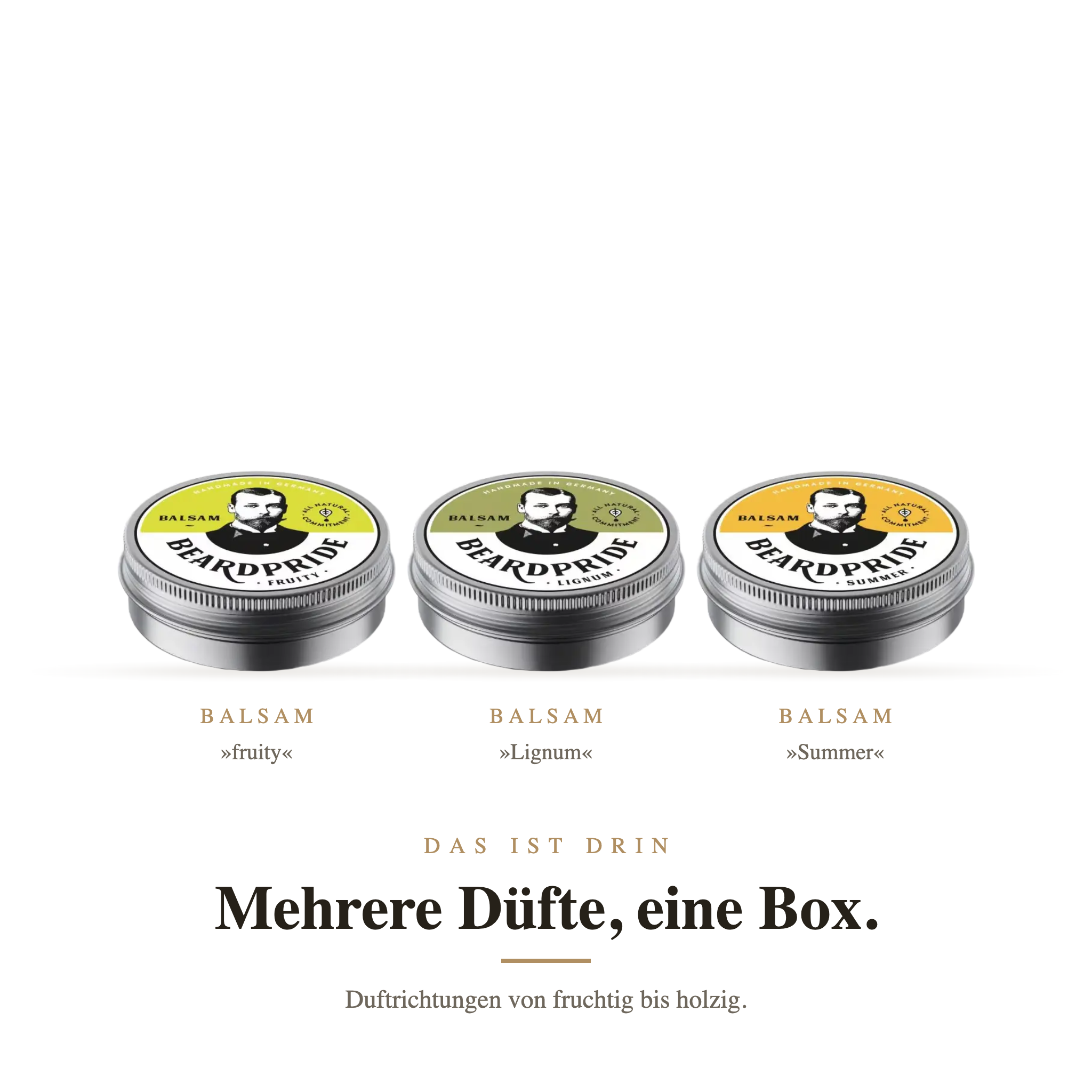 Probierset – Bartöl Lignum & 3x Bartbalsam (Fruity, Lignum, Summer)